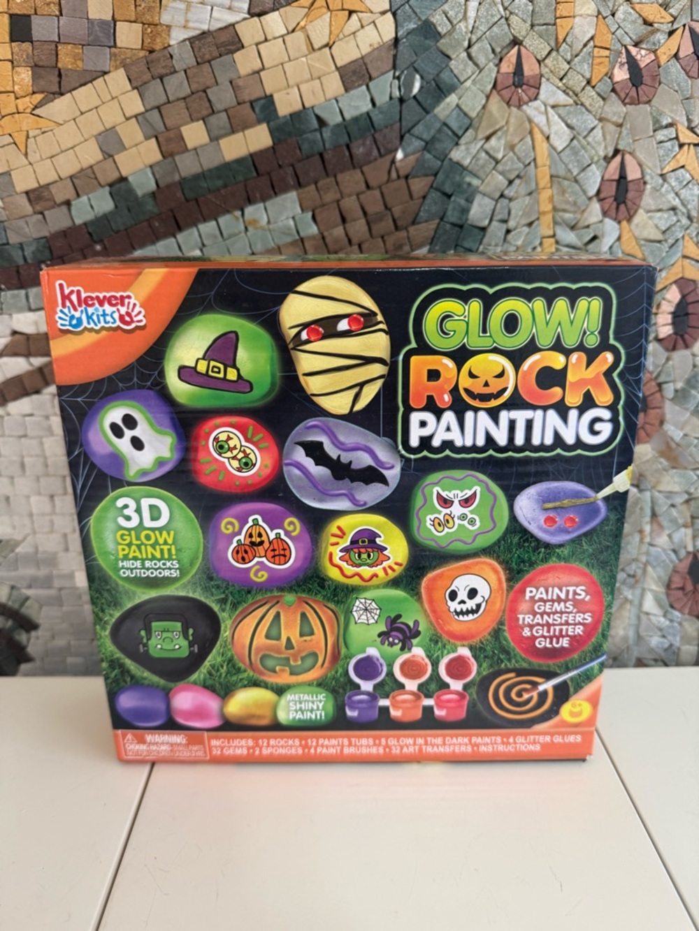 Klever Kits Glow Rock Painting Set - Halloween Glow Paint (Multi-color)